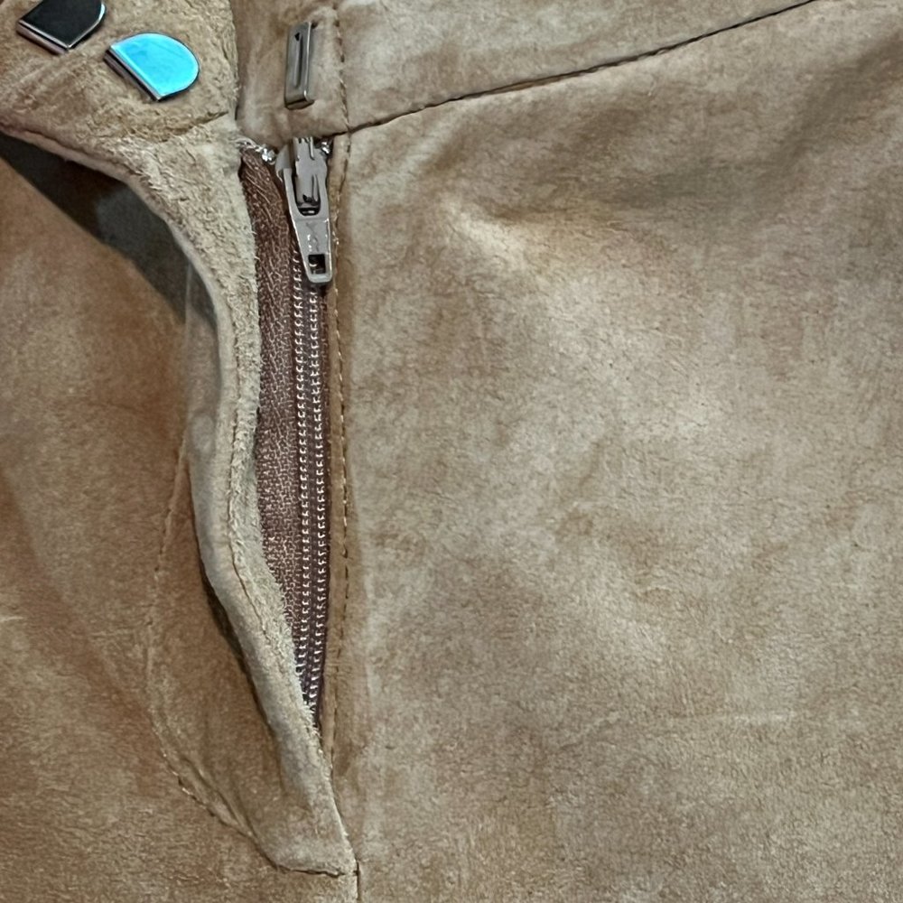 ❣️LIKE NEW❣️Washable MODA International Beige Suede Pants 100% Genuine Leather - Picture 13 of 13
